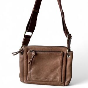 Genuine Leather Tan Brown Boho Crossbody Adjustable Strap Bag